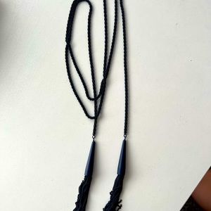 Kendra Scott adjustable tassel necklace wrap around choker; navy metal